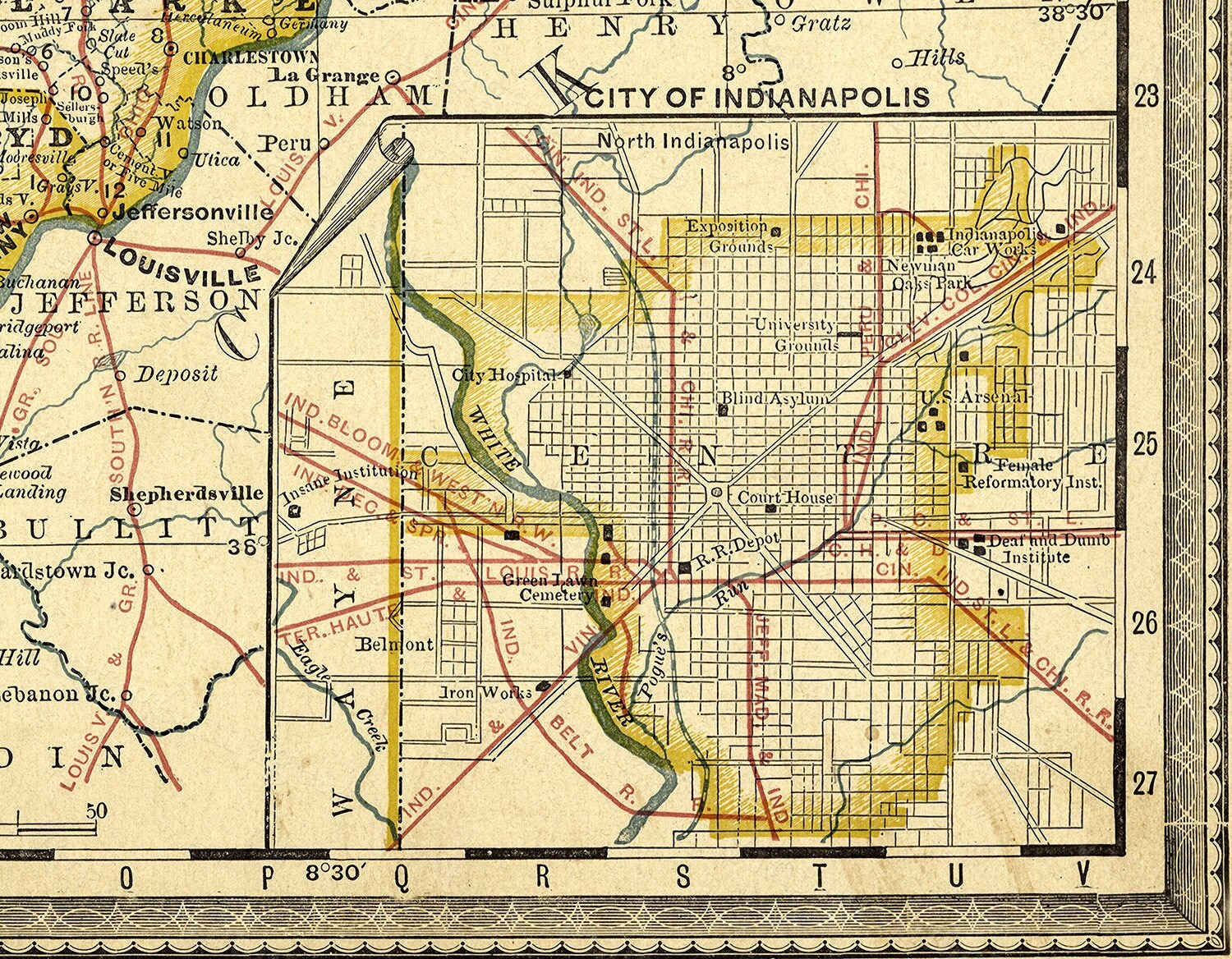 Old map of Indiana (1897) Indiana map, Large Indiana Map, antique