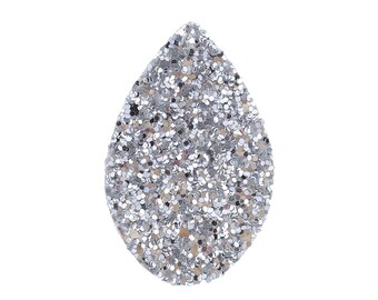 2pcs/10pcs Faux Leather Silver Paillette Sequin Teardrop Pendant 55mm(2 1/8") x 35mm(1 3/8") Drop Earrings Glitter Pendants Sparkle Charms