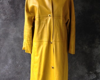 1960's Bonnie Cashin yellow ochre leather coat