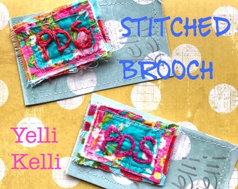 Custom Hand Embroidered Brooch ANY THEME Made to Order Free Ship YelliKelli