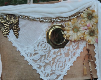 Upcycled Purse Iris Boho Gypsy Hippy Shopper