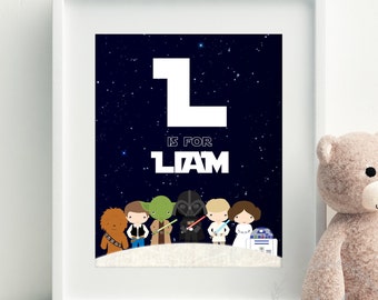 Star Wars Print Personalised Birth Details Name Print Printable Digital, Boys Star Wars Bedroom Art Decor, Nursery Decor,Boys Space Bedroom