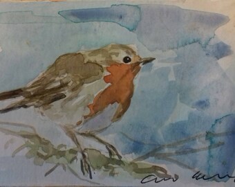 Winter Robin. Original watercolour