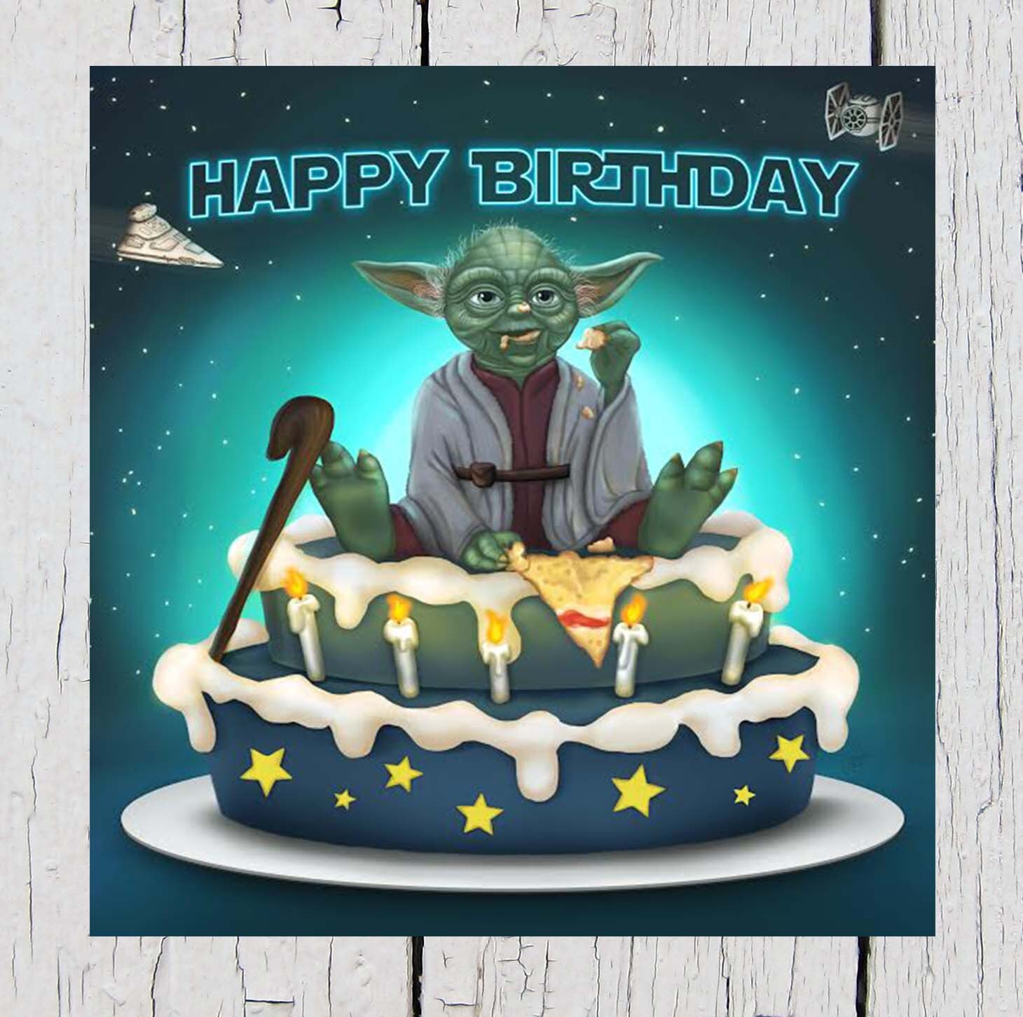 Star Wars Birthday Card Yoda Birthday Card Feel The Force