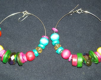 Hand designed Multistoned Hoop earrings