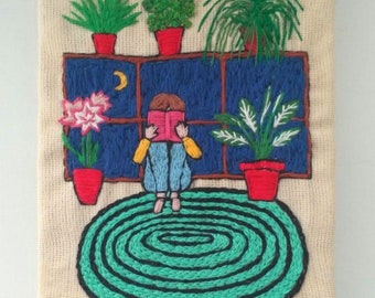 Girl is reading" Diary - notebook hadembroidery