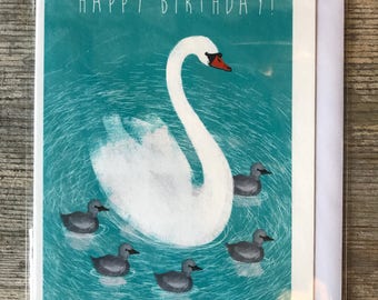 SALE! Swans - Birthday Card