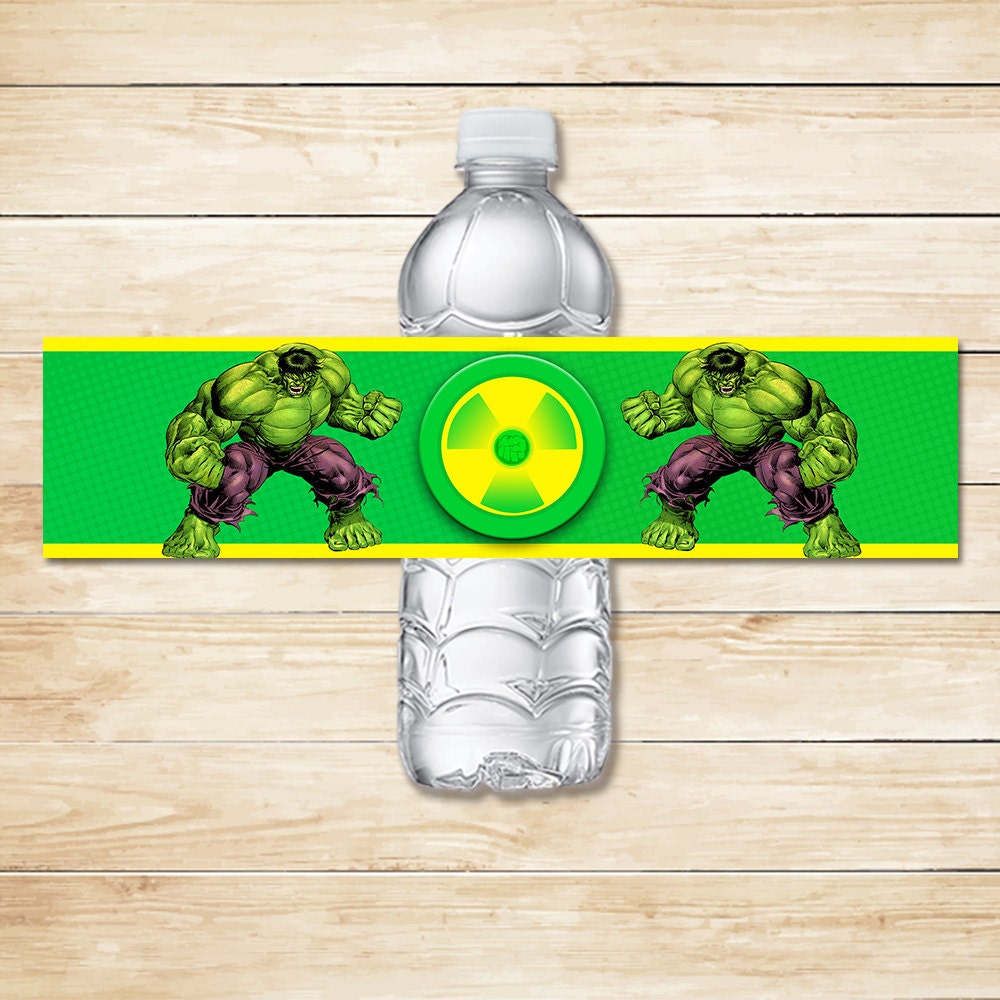 printable hulk water bottle label superhero drink labels