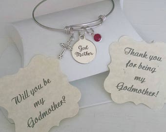 Godmother Bracelet, Godmother Gift, Will You Be My Godmother, Thank You For Godmother, SALE, Stainless Steel Adjustable Bangle