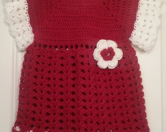 Handmade Crochet Baby Christmas Dress - Ready to Ship