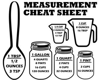 Measurement cheat sheet svg, Measurement svg, cutting board svg, kitchen svg, kitchen decor svg, svg, dxf files, dxf, svg files, cricut