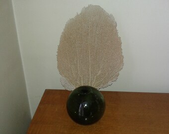 Vintage green glass fishing float ball