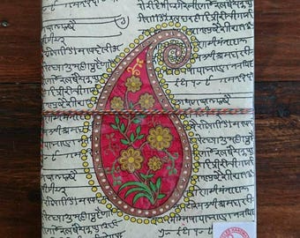Indian notebook, travel journal, blank notebook, paisley, gifts for her