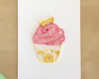 Quilling Paper Pink Lemonade Cupcake Home Decor, Pink Nursery Art, Cupcake Kitchen Art, Lemonade Decor, Baking Decoration