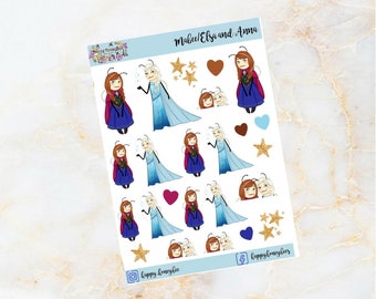 Mabee as ELSA and ANNA from FROZEN - Handdrawn disney stickers
