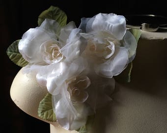 3 Ivory Blush Roses for Bridal, Millinery, Costumes