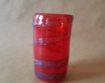 Red Spiral Hand Blown Drinking Glass