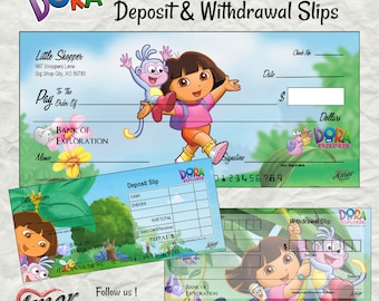 Dora the Explorer | Pretend Checks | Dora Party Printable | Play Money | Learning Money