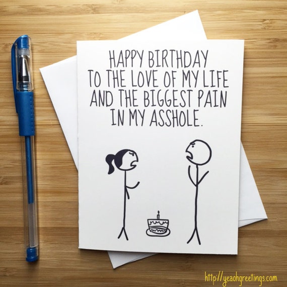 Funny Happy Birthday Card for Boyfriend Girlfriend. Cute