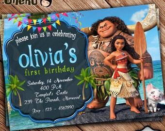 SALE 50% OFF Moana Birthday Invitation Printable - Moana Birthday Invitation Theme - Moana Invitation for Girls and Boys - Digital -