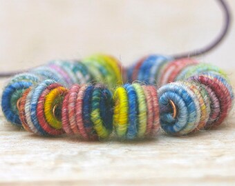 Textile Art Beads - Fabric Beads - Fiber Art Beads - Jewelry making - Mixed Media Supply