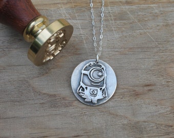 Minion wax seal fine silver pendant