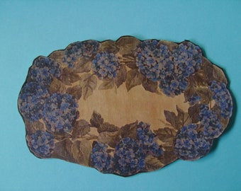 Dollhouse Miniature Romantic Shabby Chic Blue Hydrangea "Hooked" Rug, Scale One Inch