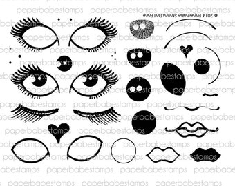 Doll Face Stamp Set - Paperbabe Stamps - Clear Photopolymer Stamps - For paper crafting and scrapbooking.