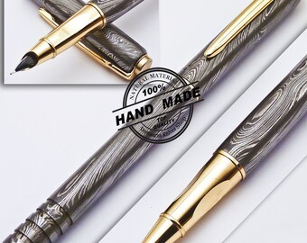 Custom Handmade Crafted Damascus Steel Ink Pen