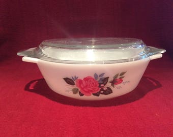 Pyrex JAJ Cottage Rose Casserole Dish 1 pint #505 circa 1970