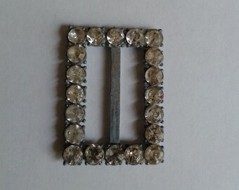 Vintage Rhinestone, Silver Metal Belt Buckle