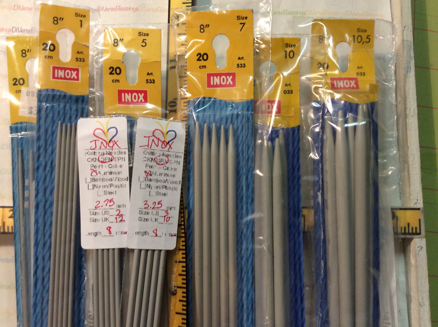 INOX, Made in Germany, Double Pointed, Knitting Needles, Steel