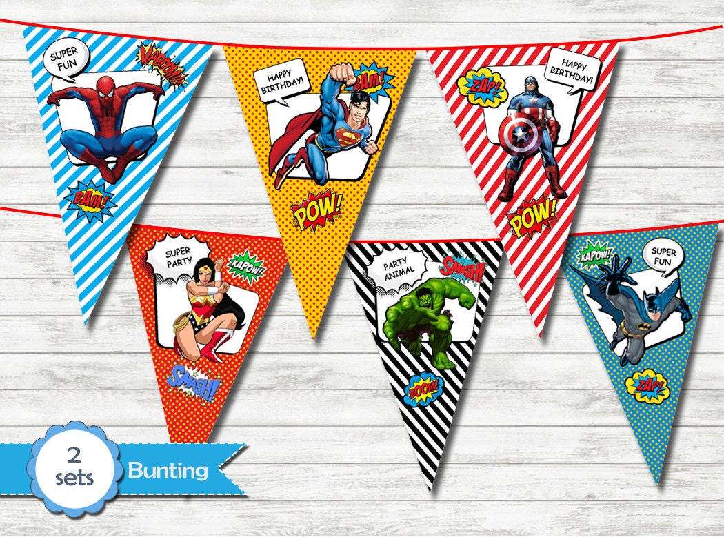 Superheroes Banner Superheroes Party Superheroes Printable