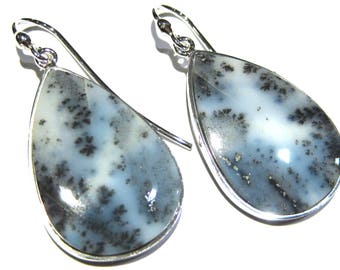 dendrite minerals earrings silver 925%
