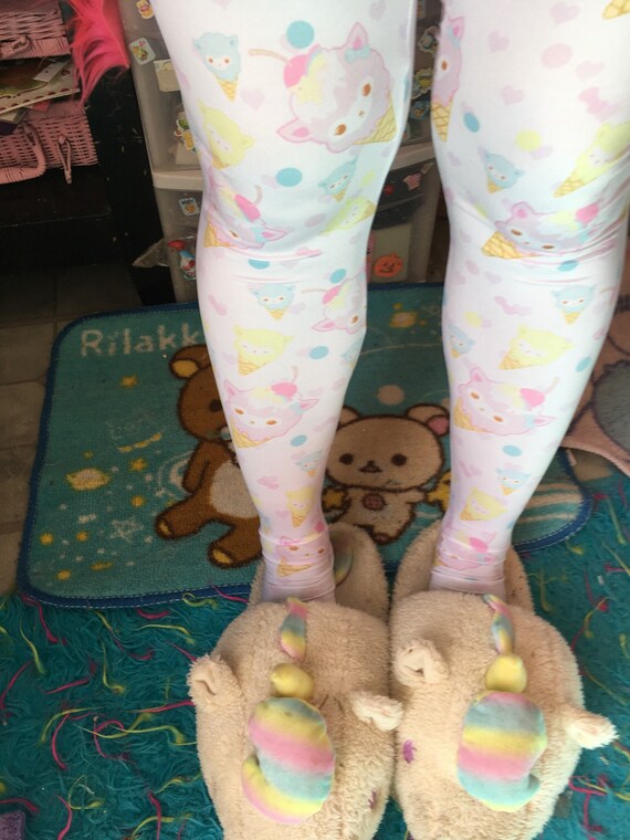 Alpaca Ice Cream Cone Leggings Tights Alpaca Tights Rainbow