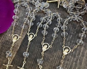 60 pcs crystal rosaries, decade rosaries, First communion favors Recuerditos Bautizo 60pz/ Mini Crystal Rosary Baptism Favors 60 pcs