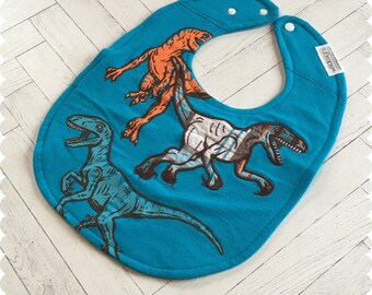 Dinosaur Baby Bib, Recycled T-Shirt Baby Bib, Baby Boy Gift Baby Shower, Dino Bib, Dino Baby