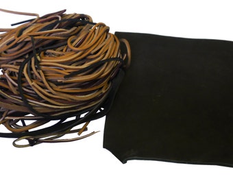 1 lb of leather Spaghetti strips and leather scrap