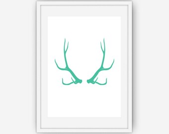 Teal Antler Print, Antler Wall Art, Antler Print, Teal Print, Wall Art, Printable, Instant Download