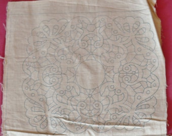 CANVAS of flax former printed embroidery