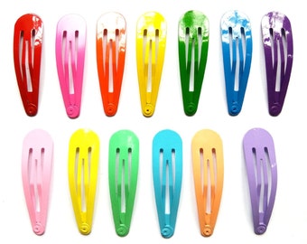 24 Pcs Hair Snap Clip for girl findings Size 50 mm Mix bright and pastel Color