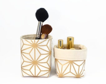 Makeup organiser, Gold, Makeup brush holder, Gold pencil holder, House warming gift, Gold brush holder, Makeup storage, Storage basket