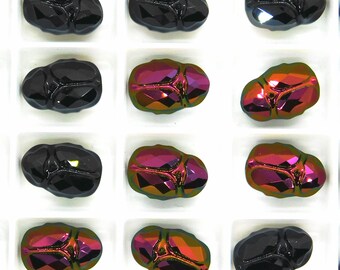 Swarovski Scarab Beads_ #5728_12mm_Jet Mahogany_Aftermarket Coating_Beetle Beads