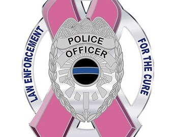 Law Enforcement For the Cure Pink Ribbon Shield Reflective Decal SKU: D1120-D2