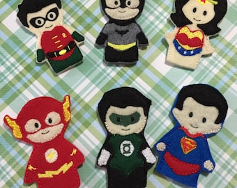 Superhero Felt Finger Puppets Set, Hero Finger Puppets, Finger Puppets