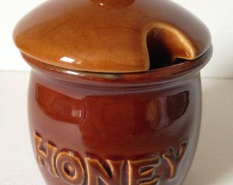 Ceramic Honey Pot, Vintage Honey Pot, Breakfast Table, Ceramic Honey Jar, Pottery Honey Pot, Country Kitchen, Honey Container, Honey Pot