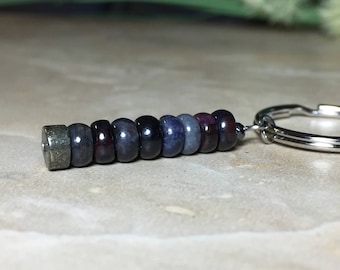 Sugilite Keychain Pendant Charm, Sugilite Pendant, Genuine Sugilite (NOT DYED), Pyrite Keychain, Channeling ability, Opens the chakras
