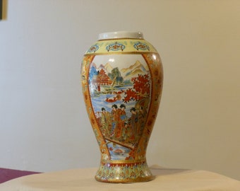 Chinese Moriage 9-inch Vase