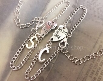 Silver initial Sisters Bracelets Partners in Crime bracelet Friendship Bracelet Silver Bracelet