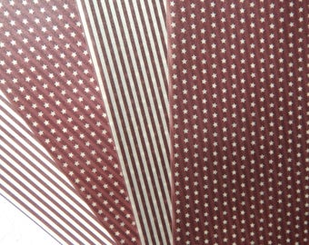 Set of 4 leaves Stars/Stripes "Pergamano" parchment paper